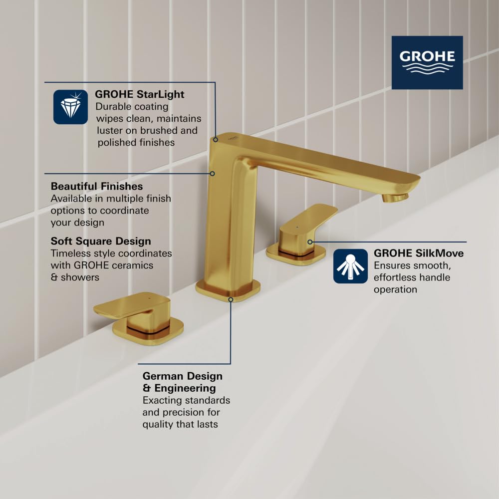 Grohe 1019232430 Cubeo 3-Hole 2-Handle Deck Mount Tub Filler, Matte Black - Image 3