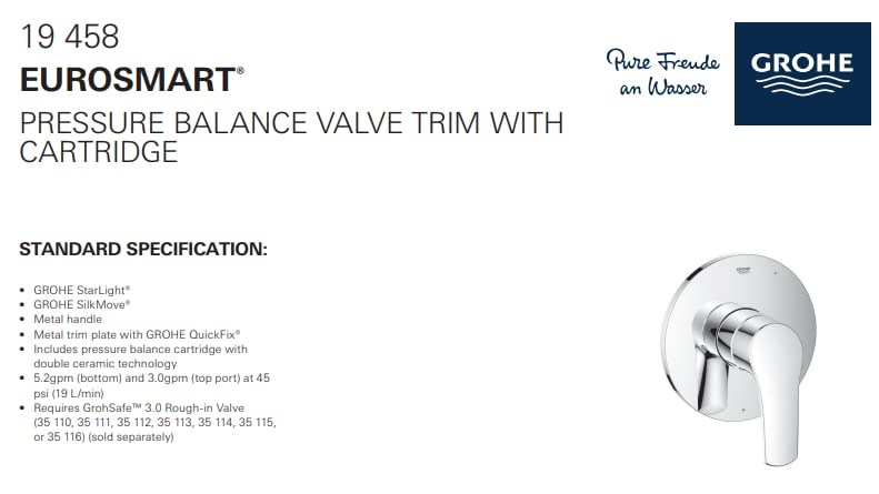 GROHE 19458003 Eurosmart Shower Valve Trim, Starlight Chrome - Image 6