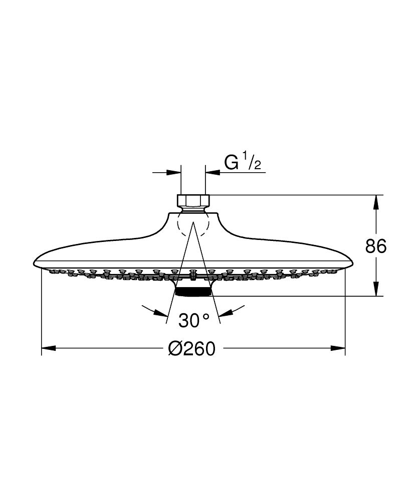 GROHE 26457000 Euphoria 260 Shower Head with 3 Spray Patterns, 2.5 gpm, Starlight Chrome, 10 Inches - Image 4