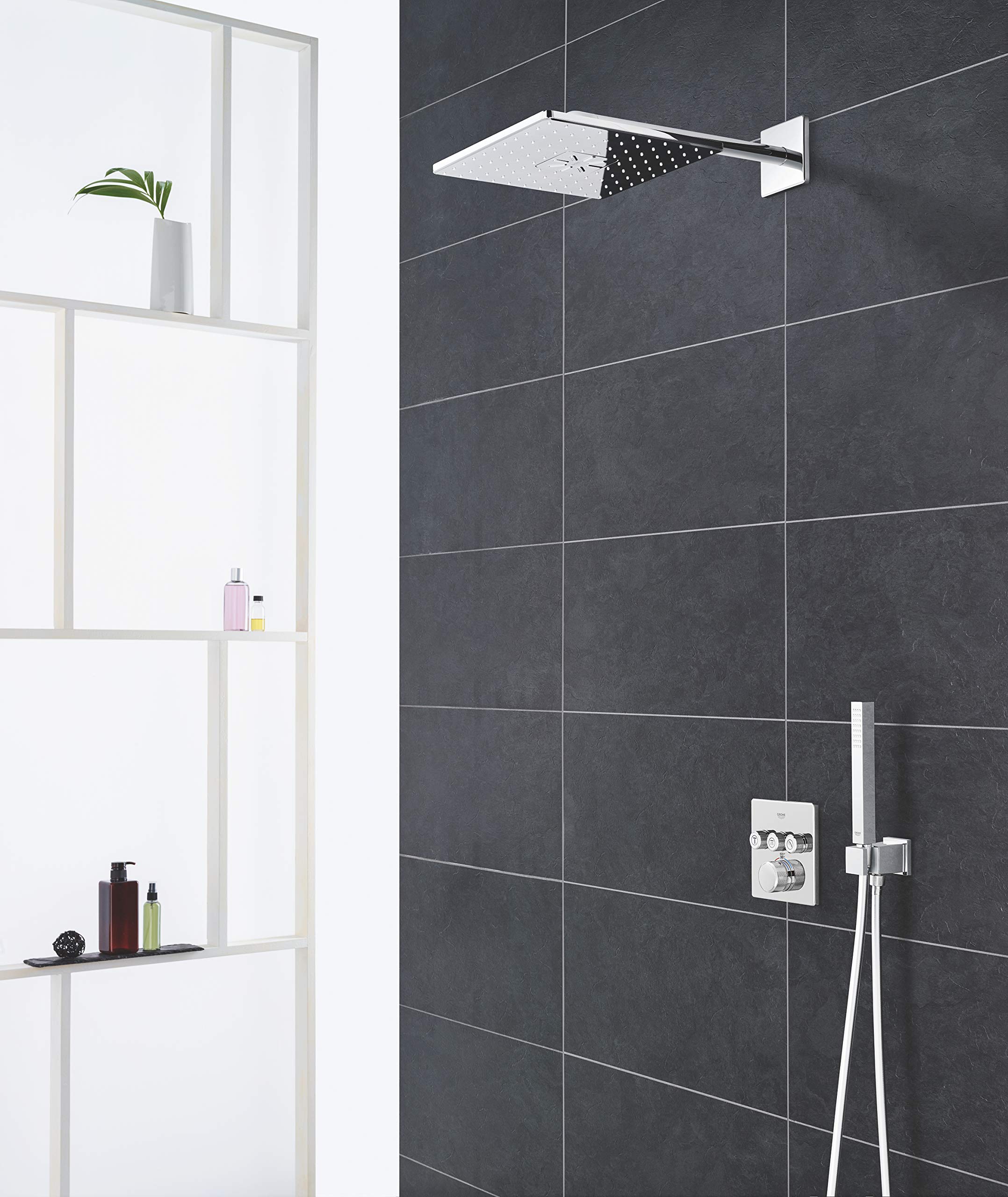 GROHE 26504000 Rain 310 Smart Active 2-Spray Cube Shower Head Set, Starlight Chrome - Image 5