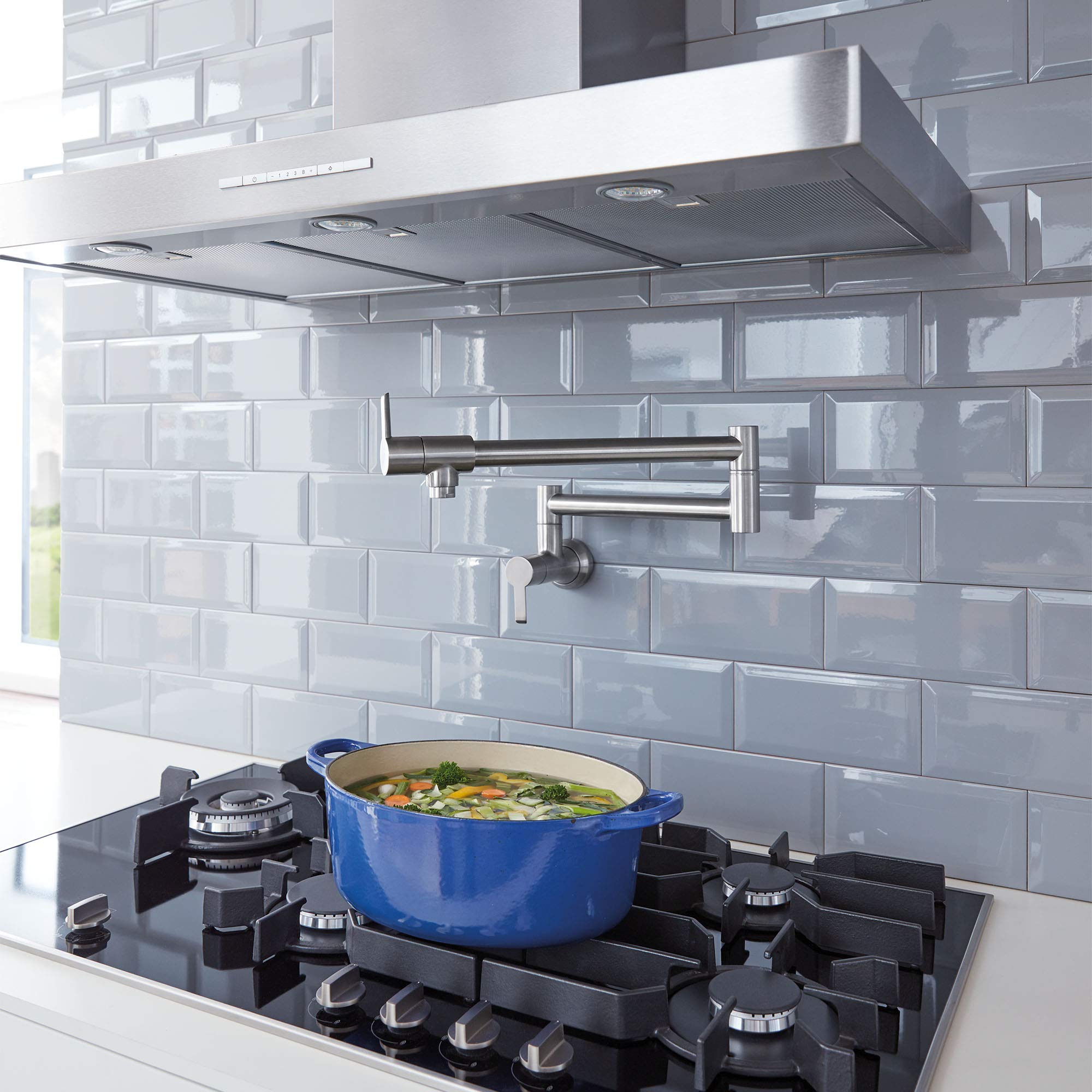 GROHE 31075DC2 Zedra 2-Handle Wall Mount Pot Filler Kitchen Faucet, Super Steel - Image 5