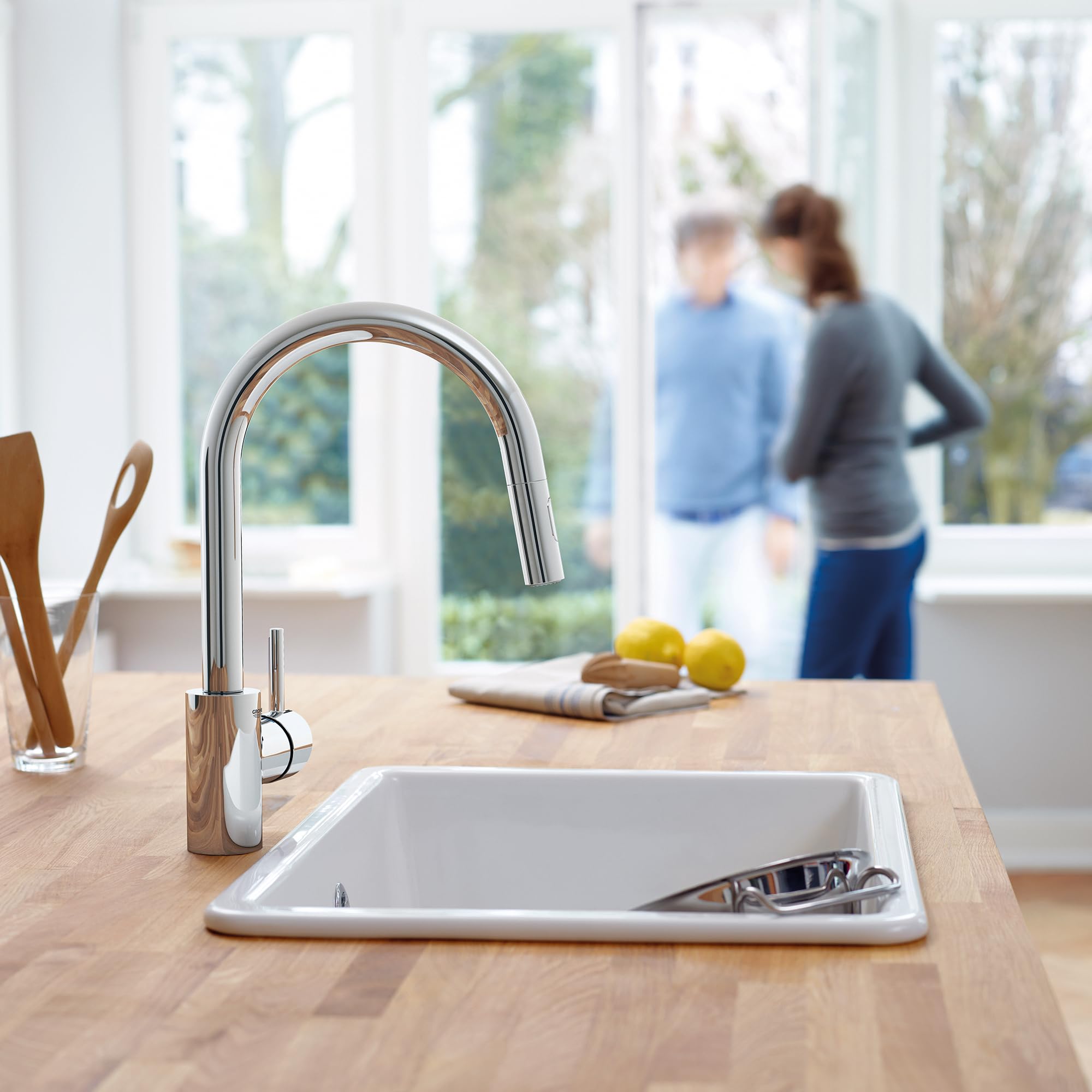 GROHE 3134910E Concetto Eco-Friendly Pull-Down Bar Kitchen Faucet with Sprayer Chrome - Image 6
