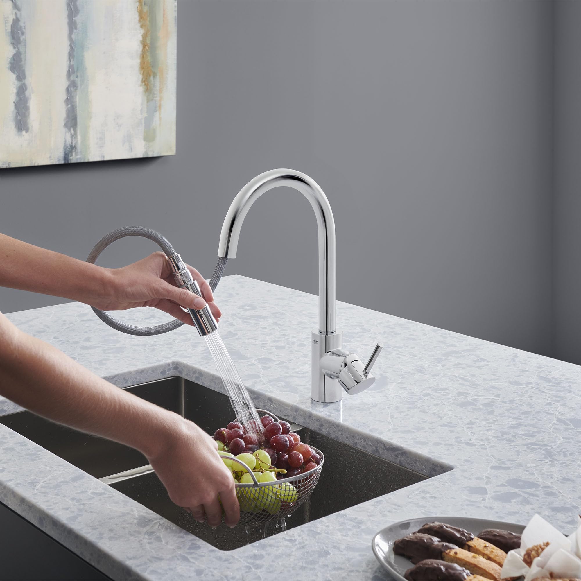 GROHE 32665003 Concetto Pull-Down Kitchen Faucet with Sprayer, 1.75 GPM, Chrome - Image 6