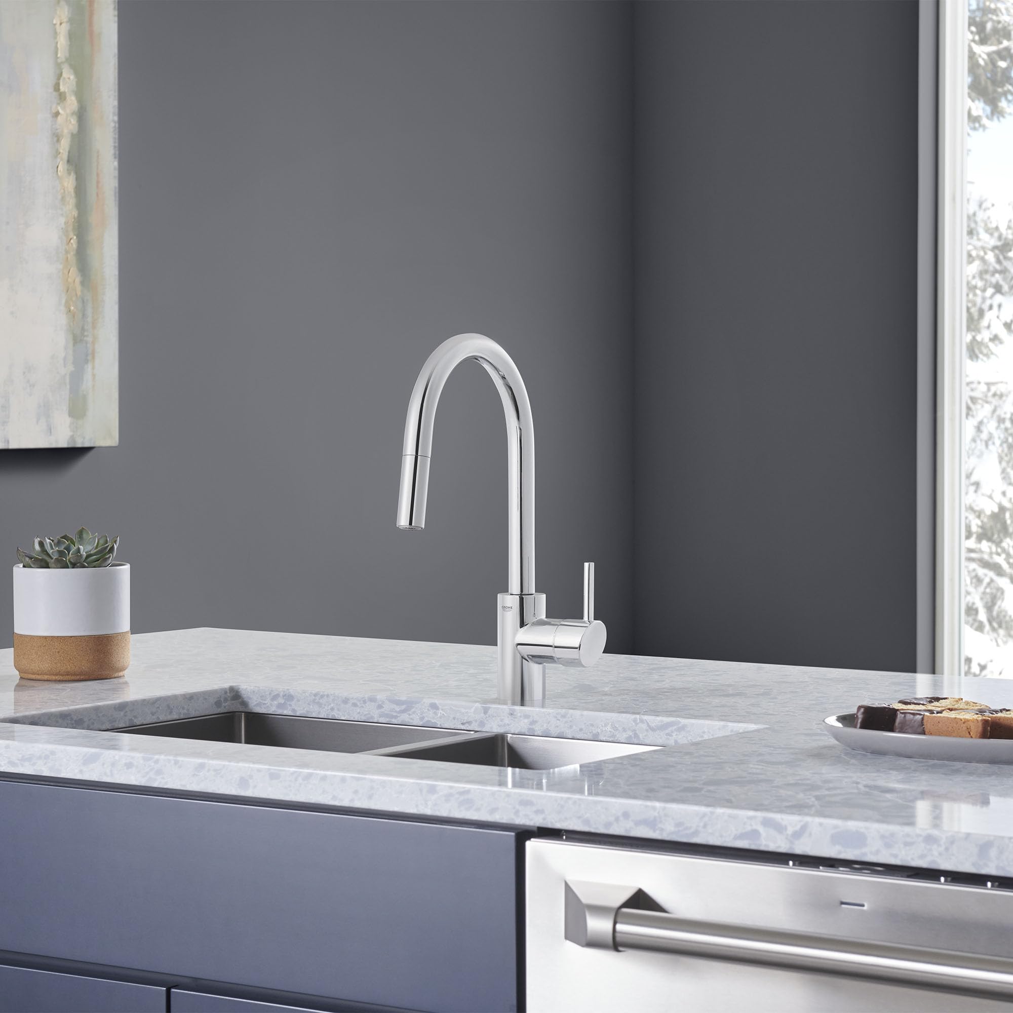 GROHE 32665003 Concetto Pull-Down Kitchen Faucet with Sprayer, 1.75 GPM, Chrome - Image 7