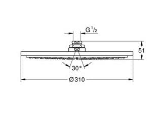 Grohe27478000 Rainshower Cosmopolitan 310 Shower Head 1 Spray, Starlight Chrome - Image 3